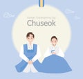 Man and woman couple wearing hanbok on chuseok